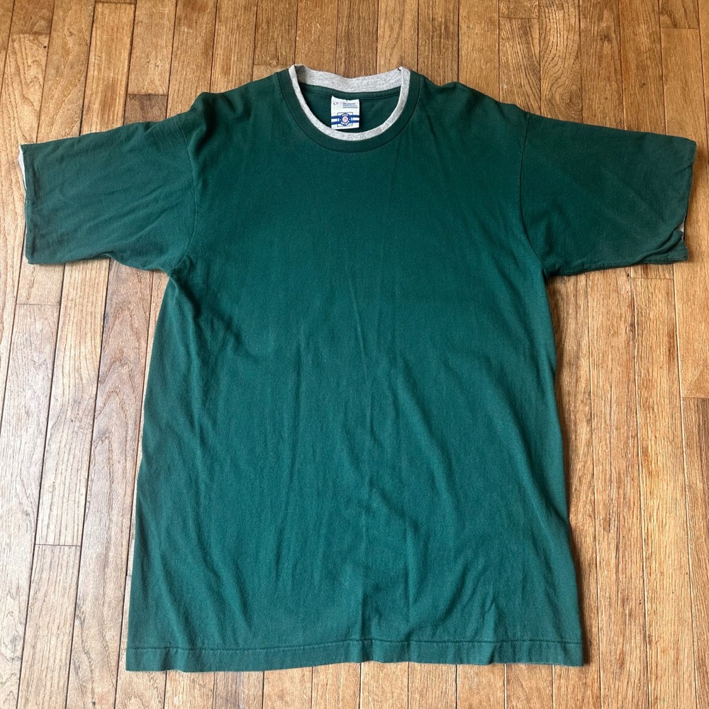Single Stitch Green 90s Pro Spirit T-Shirt Mens Large Tall Casual Ringer